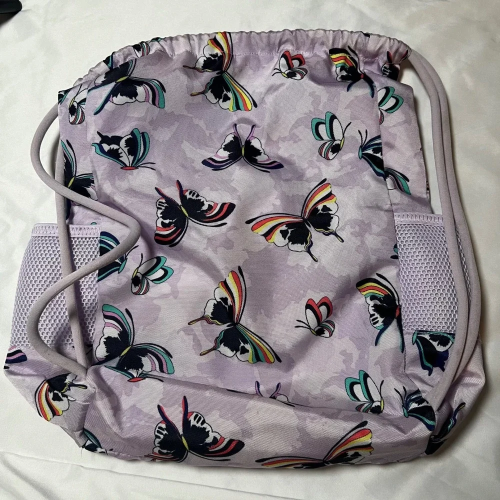 Vera Bradley ReActive Drawstring Backpack & Card Holder Set Butterfly Lavender